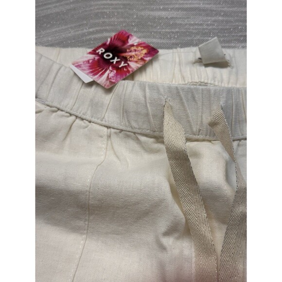 Roxy On The Seashore Linen Pants - Cream- New Size M - Picture 6 of 9